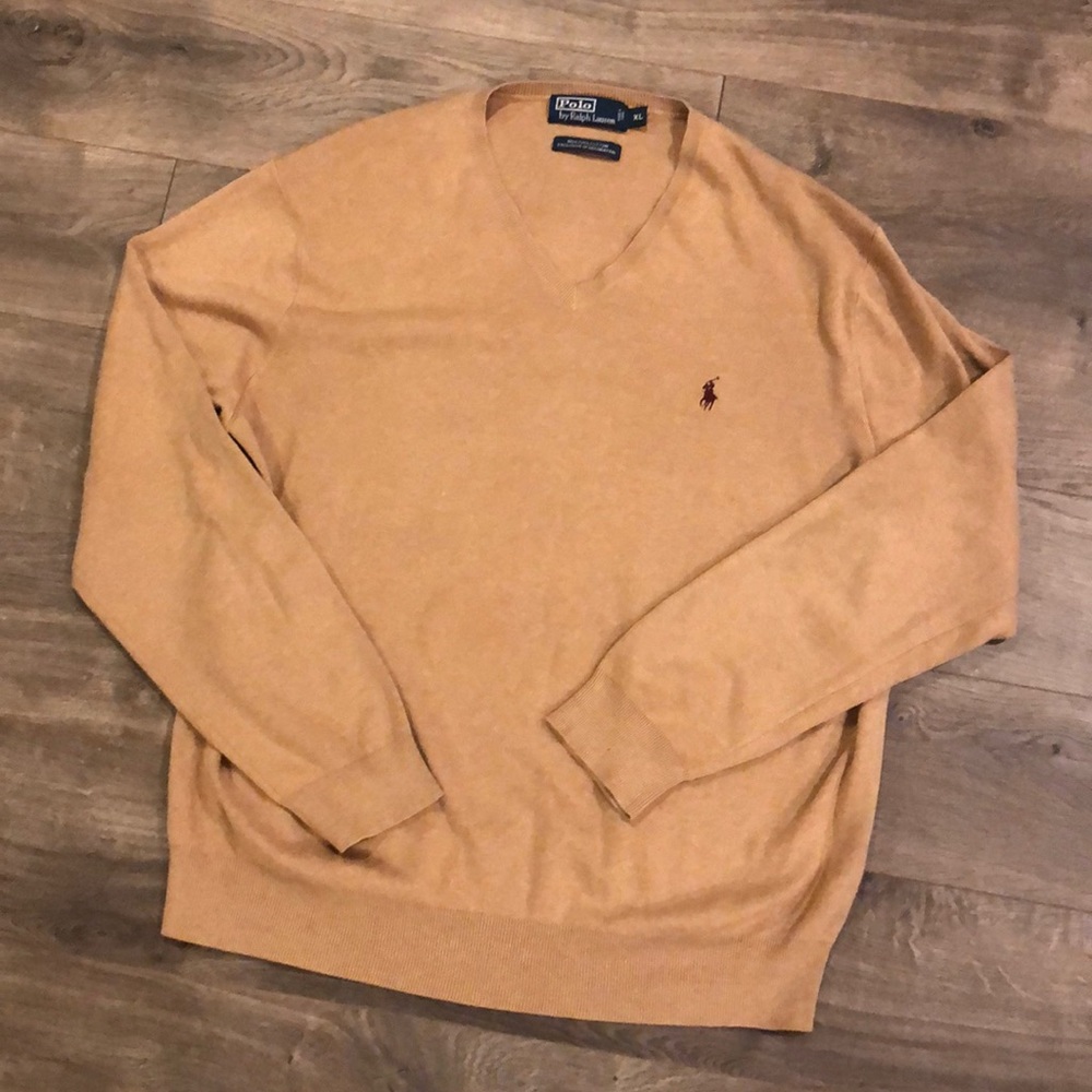 Polo Ralph Lauren Sweater Size XL Tan V-Neck